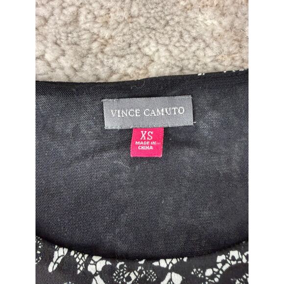 Vince Camuto Size XS Dark Floral Lace Peplum Top Black Sleeveless Pullover Lined - Picture 4 of 6